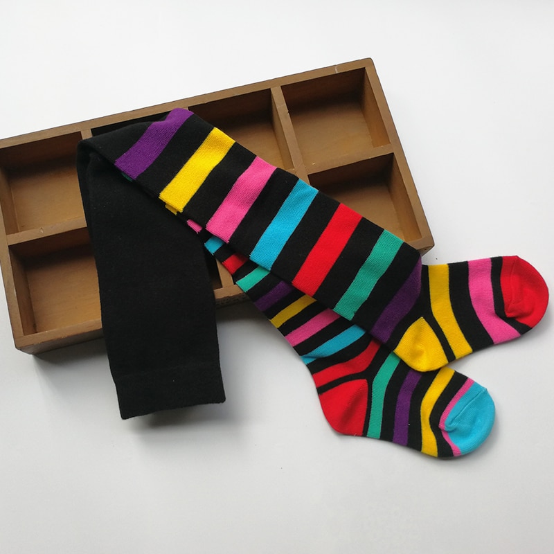 otoño bebé niña niños medias negras de algodón para niñas hasta la rodilla calcetines rayados pantimedias para niños