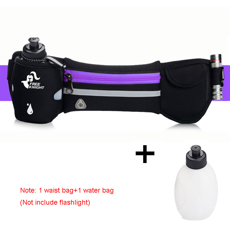 Gratis Ridder Running Hydratatie Riem, Vrouwen Mannen Sport Running Hip Taille Tas, waterdichte Jogging Gym Taille Pack Met Water Fles: Purple