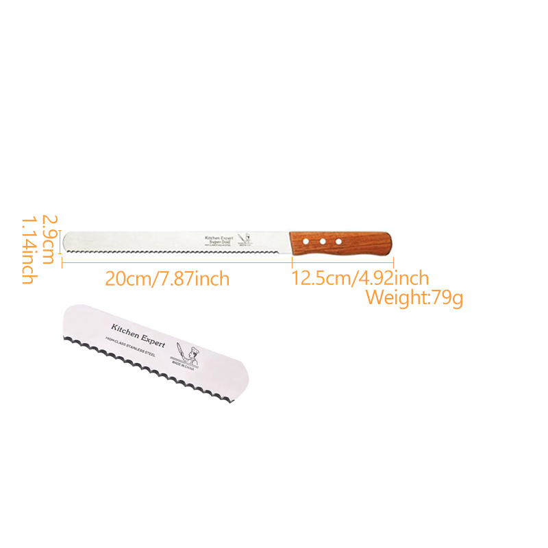 8/10/12/14 Inch Best Serrated Bread Knife Cake Cutting Knife Long Baguette Cutter Stainless Steel Loaf/Bread Slicer/Slicing 0085: Coarse tooth  8inch