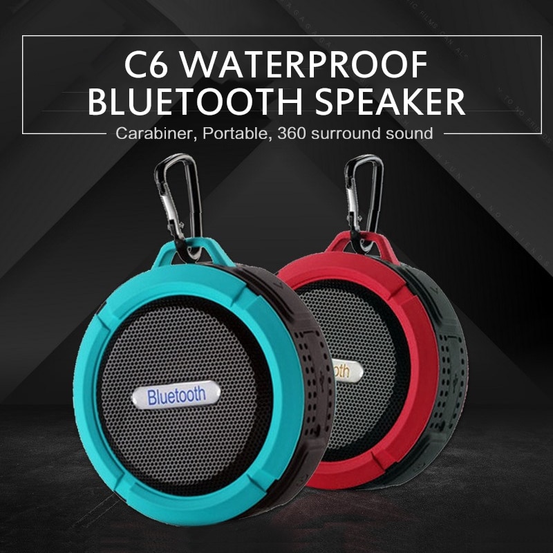 C6 IP65 Waterproof Wireless Bluetooth Speaker Big Suction Cup Dustproof Speakers HIFI Stereo Outdoor Sports Mini TF Subwoofer