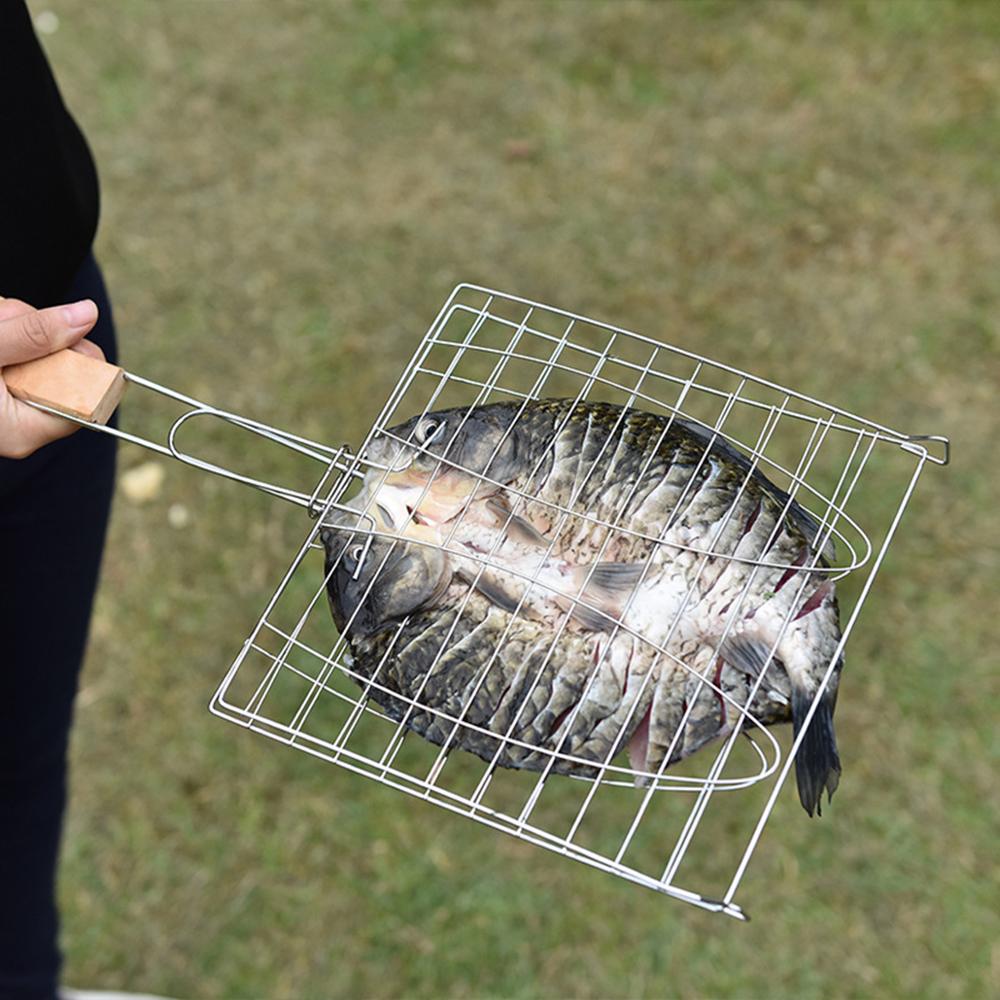 1 PC Nicht-Stock BBQ Fisch Clip Tragbare Edelstahl BBQ Korb Grill Fisch Clip Netz Außen Grill maschen