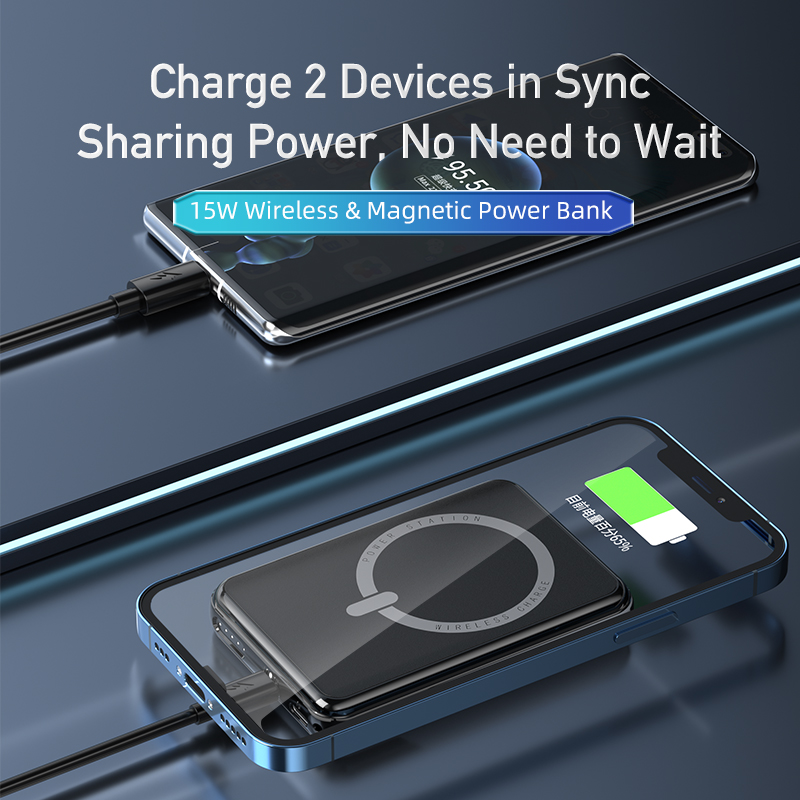 Awei P118K 5000Mah Draagbare Draadloze Power Bank 15W Mini Charger Type C Snelle Oplader Powerbank Lightning Input Voor iphone 13