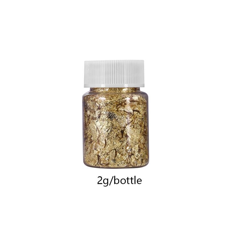 1 Bottle Gold Leaf Flakes Resin Filler Gold Silver Confetti Filling For DIY Epoxy Resin Craft Nail Art Foil Paper Jewelry Making: KC gold-2g