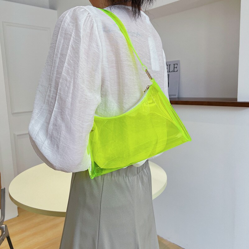 2022 Solid Crossbody Bag Women PVC Transparent Shoulder Bag Casual Portable Bag Jelly Bag Waist Packs for Girls