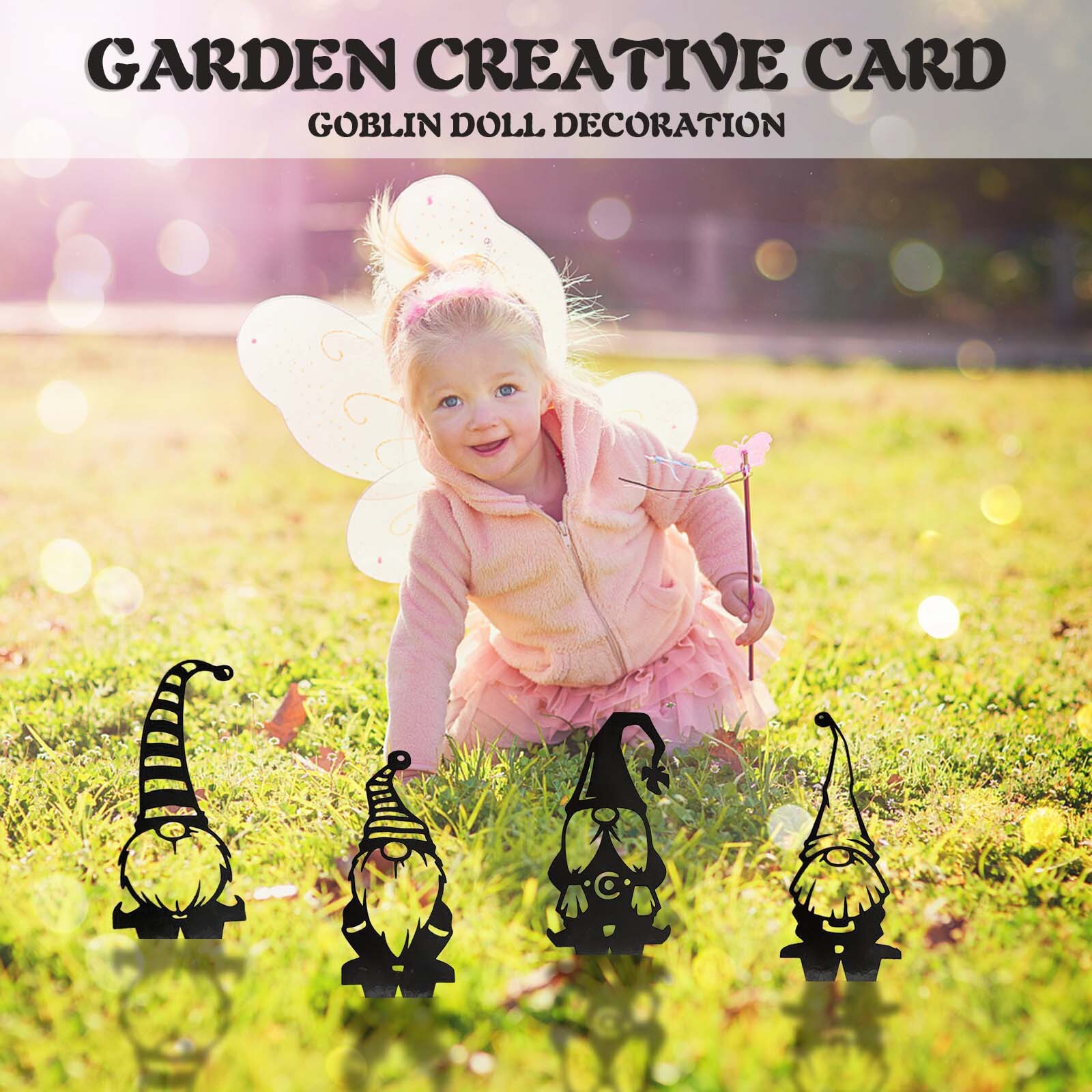 Outdoor Garden Statues Metal Branch Gnomes Decoration Ground Plug Yard Art Backyard Lawn Stakes Decoration Ornament