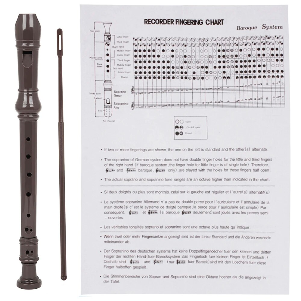 8-otworowy klarnet długi flet J32 ABS pionowy flet instrument muzyczny edukacja muzyczna z patyczkiem robić czyszczenia dla dzieci początkujące: Czekolada