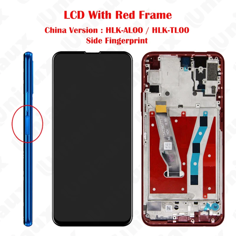 6.59 tuuman huawei honor 9x pro lcd-näyttö kosketusnäyttö digitizer kokoonpano varaosat honor 9x näyttö: Oranssinpunainen