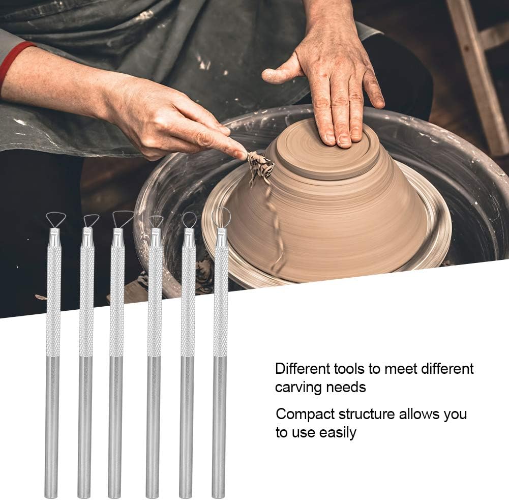 Herramientas de arcilla polimérica de aleación de aluminio, herramientas de escultura de cerámica, cinta de tallado, extremo de alambre, juego de herramientas de arcilla para detalles, 6 uds.