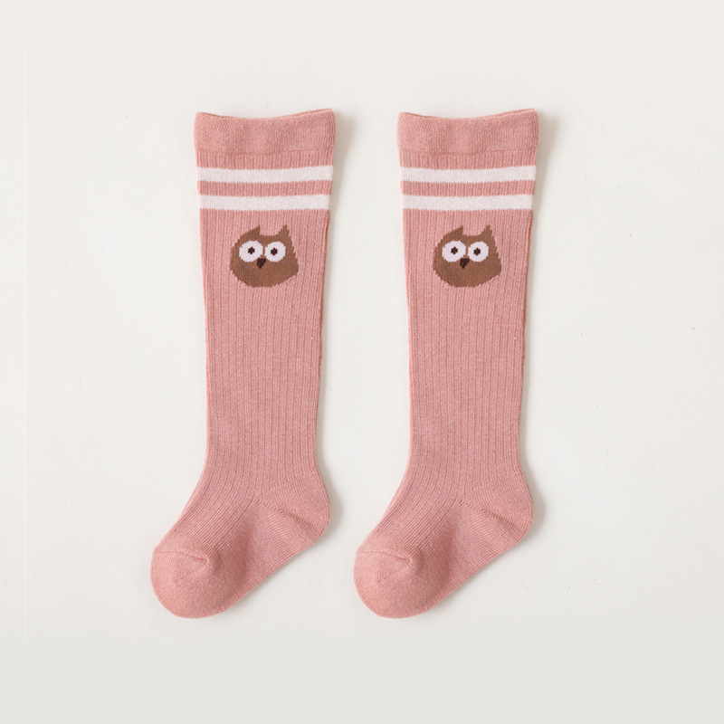 Calzini lunghi per bambini autunno inverno cartone animato striscia animale ginocchio alto neonato ragazza ragazzo calzini da pavimento calzino per bambini in morbido cotone: pink