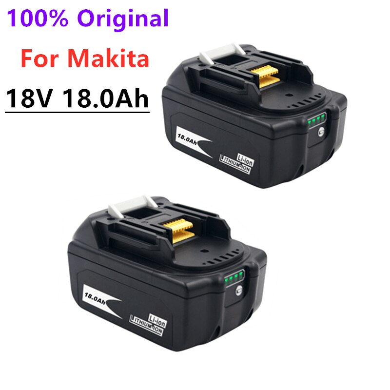 Original 18V 18Ah Battery 18000mah Li-Ion Battery Replacement Power Battery for MAKITA BL1880 BL1860 BL1830battery+4A Charger: black