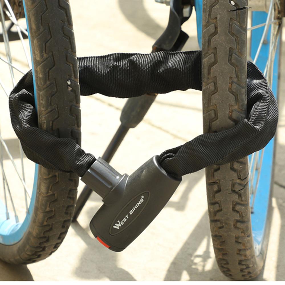 WEST vélo vélo serrure acier antivol sécurité renforcée vélo serrure chaîne moto cyclisme chaîne serrure 2x clé 0.6/0.9/1.2m