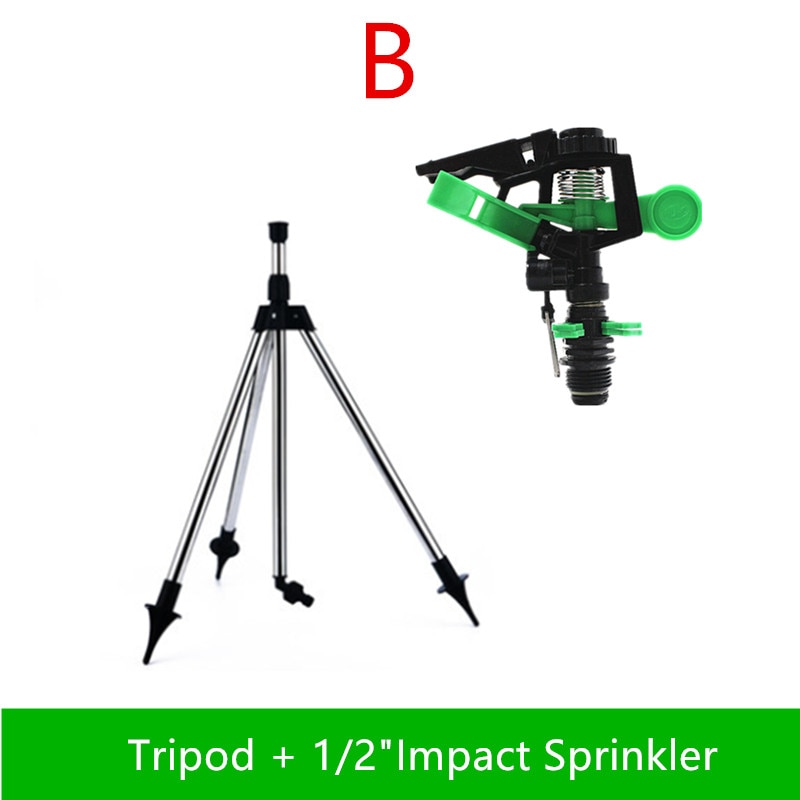 1/2 "Zinklegering Impact Sprinkler Met Ss Statief Set Impuls Sprinkler Nozzle Tuin Gazon Irrgation Spray