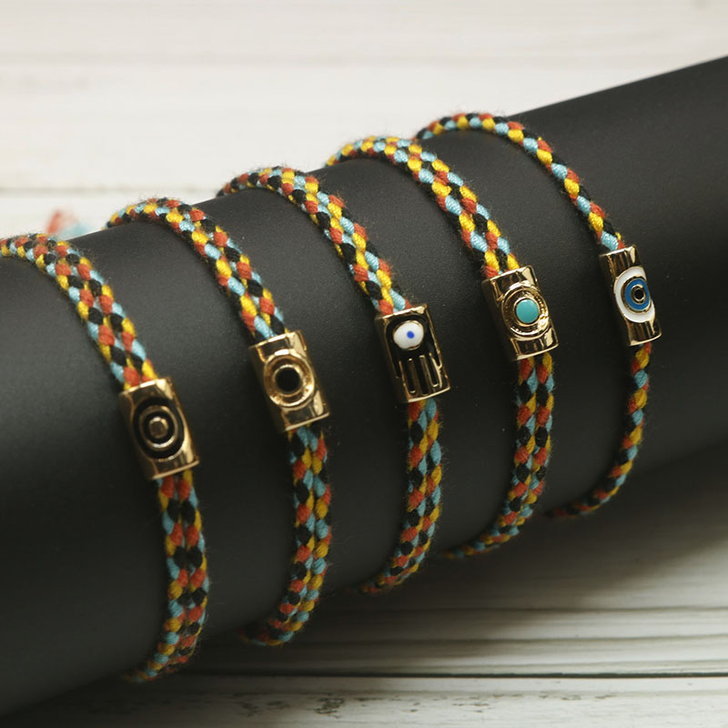 Handmade woven ethnic zircon turkish evil eye bracelet women's braided lucky enamel amulet rope bracelets for women jewelry ys -08