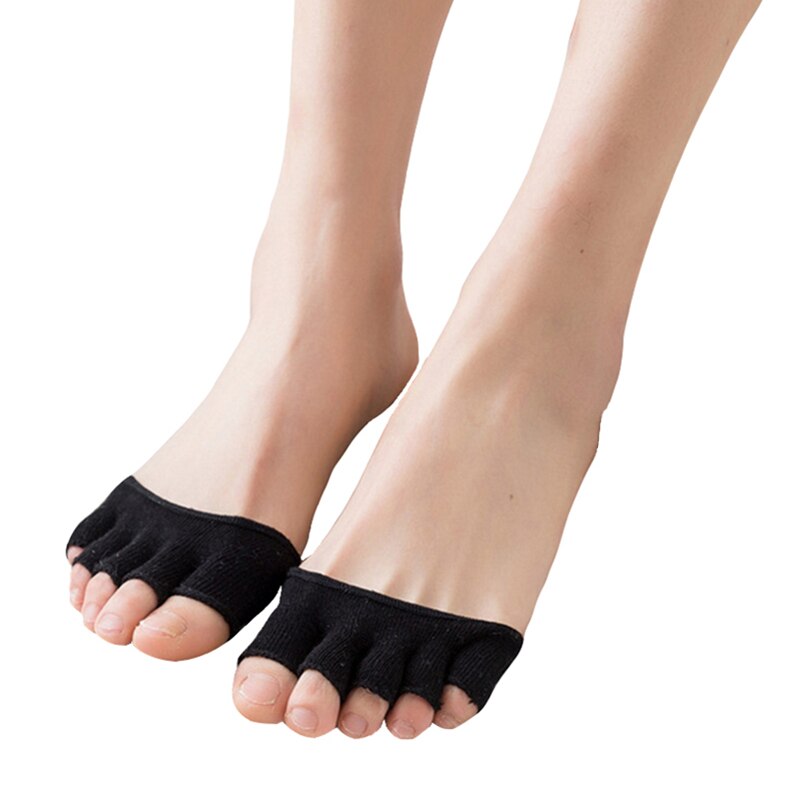 2 par / parti kvinder fem tå sokker tynde åndbar no show hjemmesko sokker damer usynlige lavt skåret åben tå halvsålestrømper