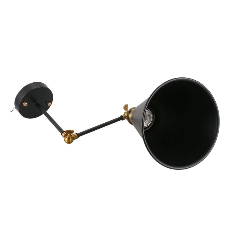 Retro industriële eenvoud antieke wandlamp met metalen paraplukap - zwart