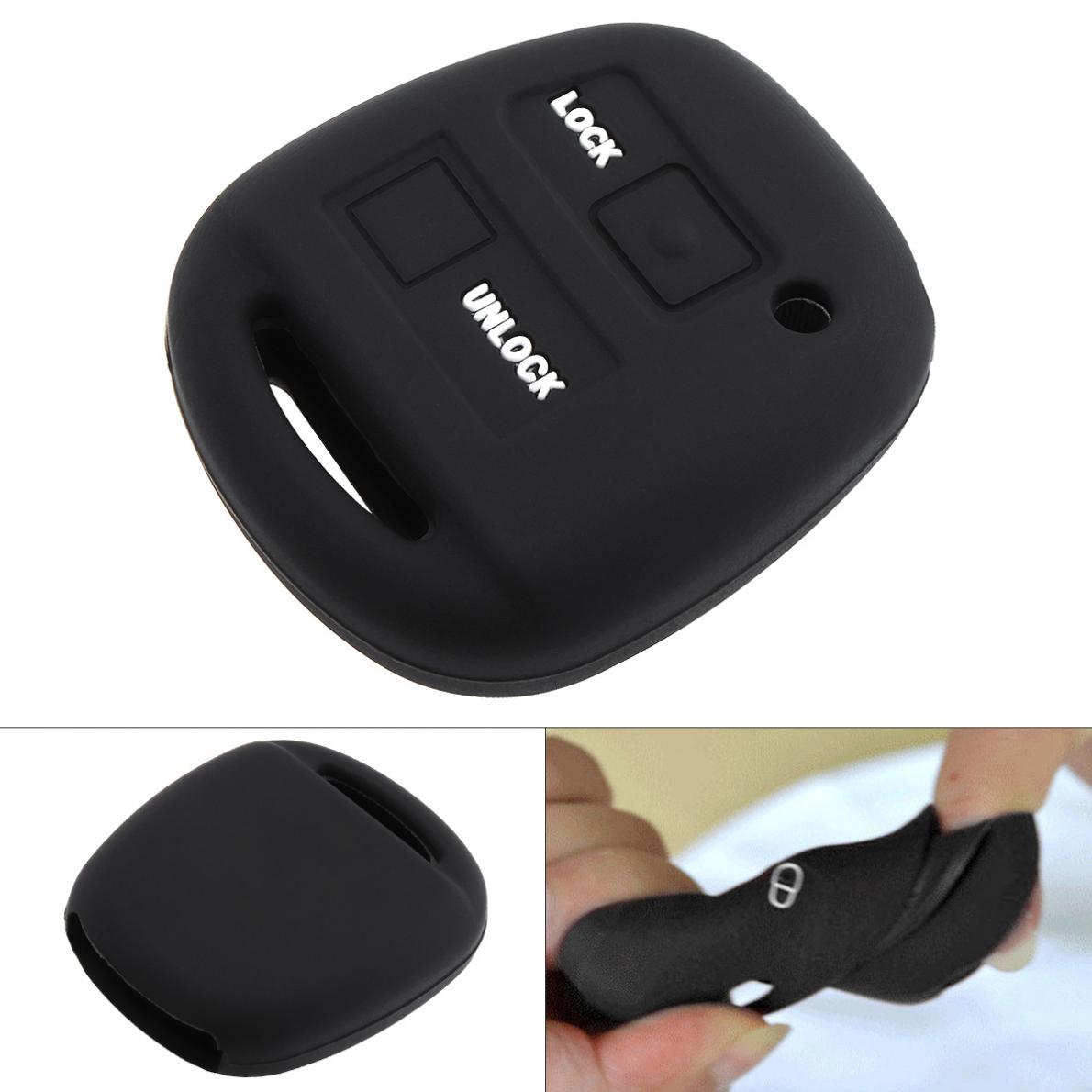 2 Buttons Silicone Straight Plate Car Key Case Cover Protector for Toyota Camry RAV4 PRADO Corolla AVENSIS LAND CRUISER YARIS