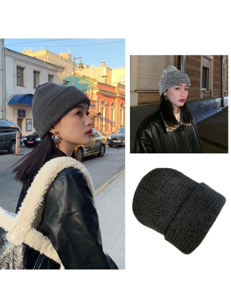 Reflective Knitted Beanie Hat Winter Warm Night High Visibility Safety Skull Cap Y1QD