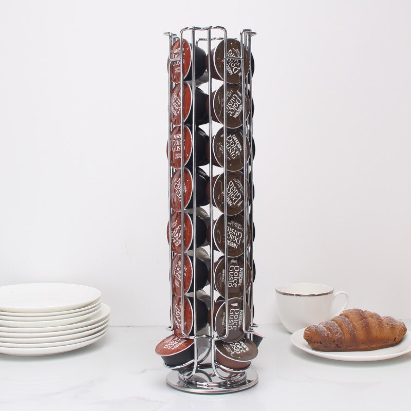 Plating Display Capsule Rack Rotatable Coffee Pod Holder Stand Storage Shelves For 24 Dolce Gusto Capsule Kitchen Accessories