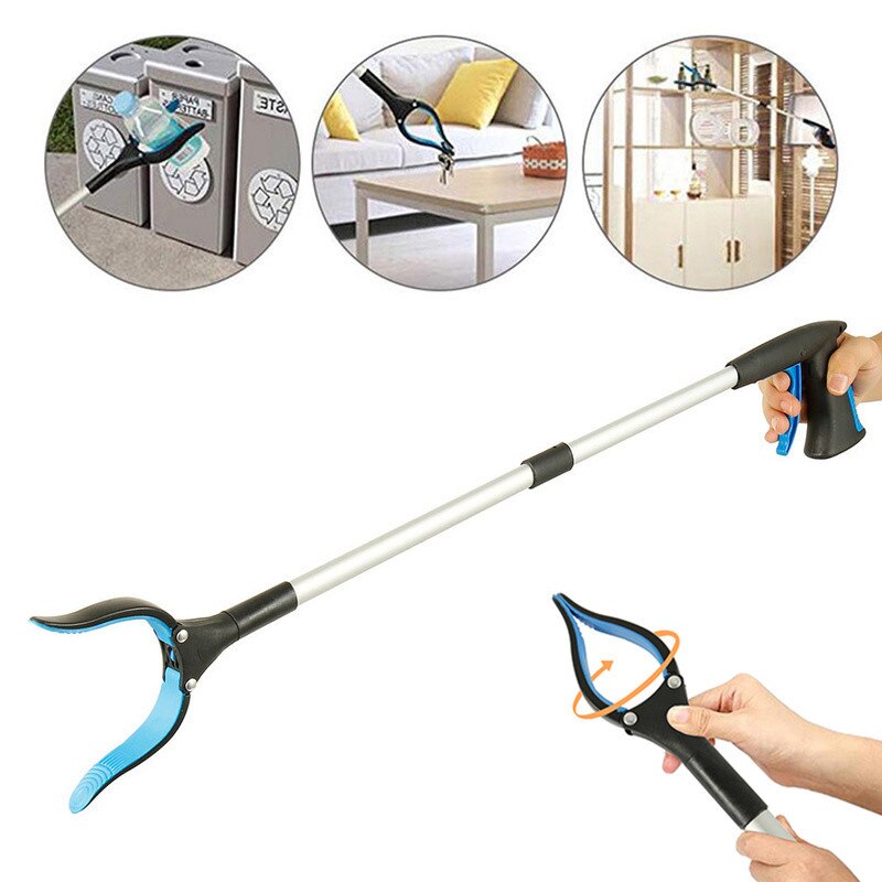 Foldable Long Trash Clamps Grab Pick Up Tool Curved Handle Gripper Portable Factory House Pickup Grabber Tools Helpful