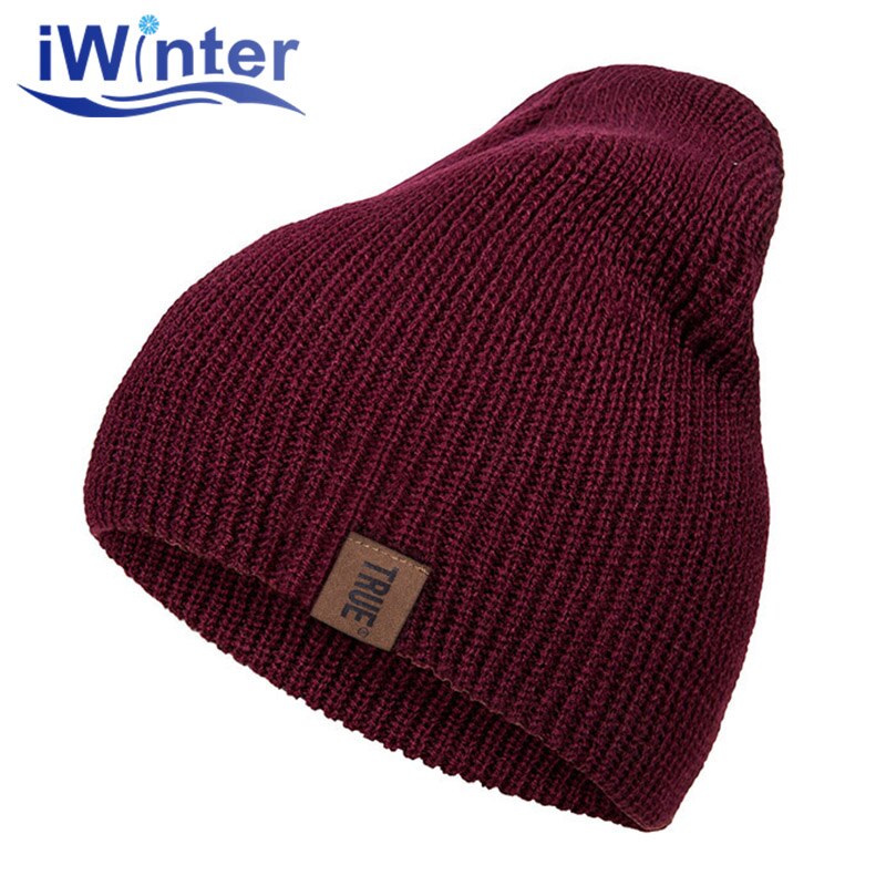 Iwinter strikning vinter hat mænd kvinder ensfarvet skullies beanies mandlige ægte hovedbeklædning udendørs sport hætter bomuld hatte