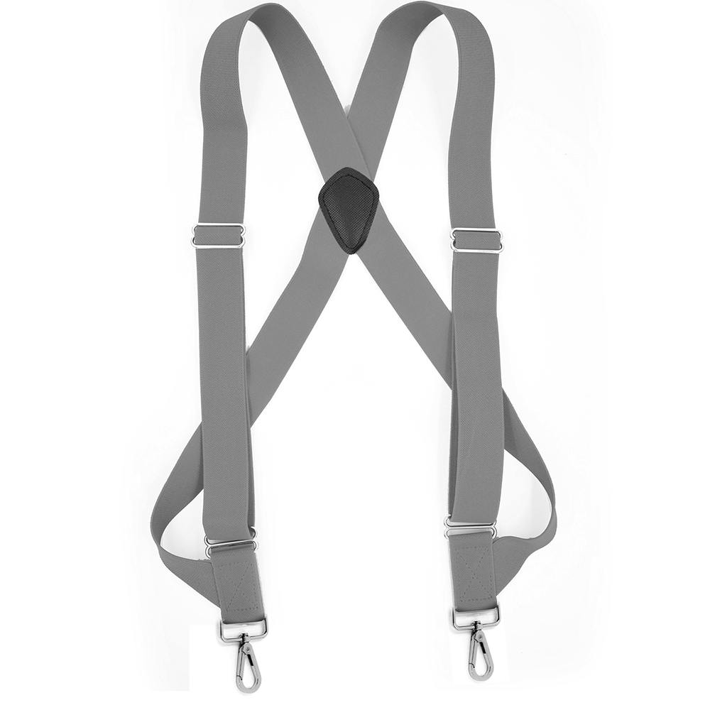 Mannen Zware Trucker Bretels 3.5Cm Breed X-Back Met 2 Side Clip Swivel Haken Verstelbare Elastische big Tall Broek Bretels: GRAY