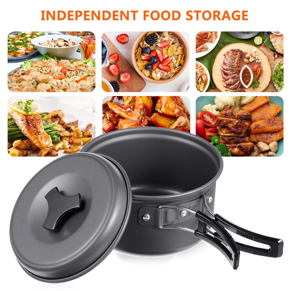 Camping Cookware Set - 10-Piece Outdoor Utensils for Hiking & Travel
