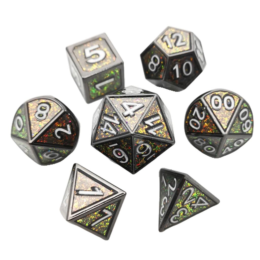 7/ sæt metal flersidede terninger sæt til rollespil casino bordspil forsyninger: D