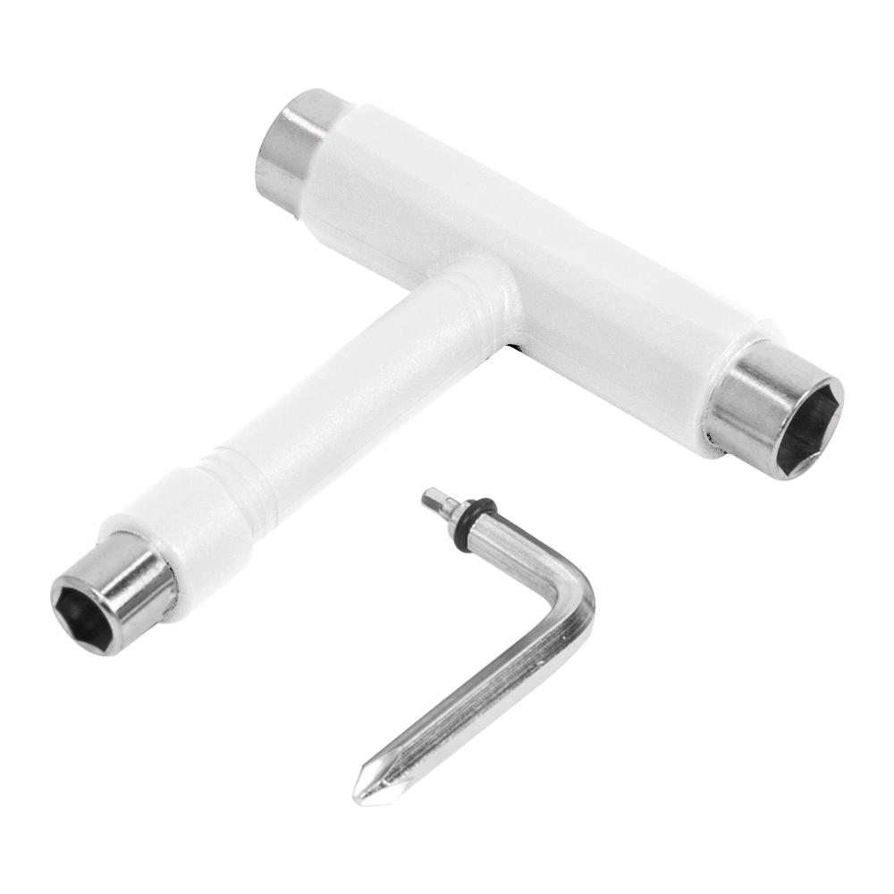 Deskorolka narzędzia T kształt deskorolka zestaw kluczy wielofunkcyjny wioślarz elektryczny skuter klucz robić narzędzie robić regulacji snowboardowego: BIAŁY