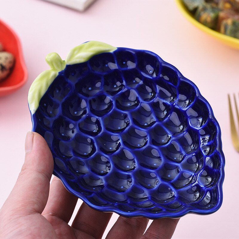 Ceramic Huge Avocado Strawberry Fruit Shape Salad Plate Snack Tray Bowl Dish Blueberry Lemon Dessert Plates Tableware Supplies