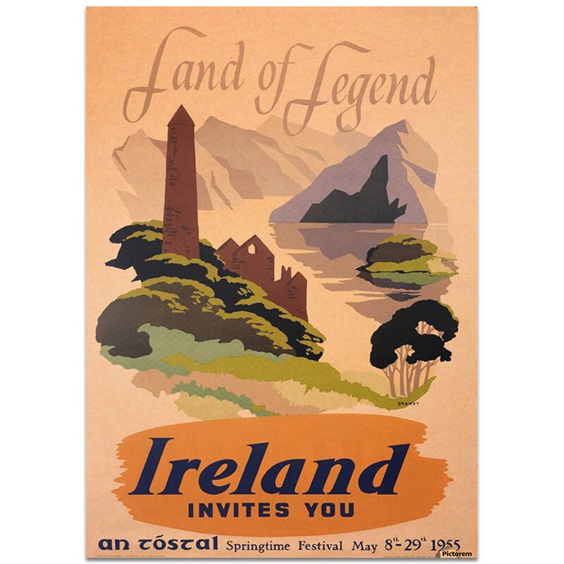 Irland Sommer Stadt Reise Poster Zauberstab Aufkleber Jahrgang Kraft Papier Kneipe Bar Hotel Dekor Hand Gemalte Landschaft Bild 42x30cm: TCITY66