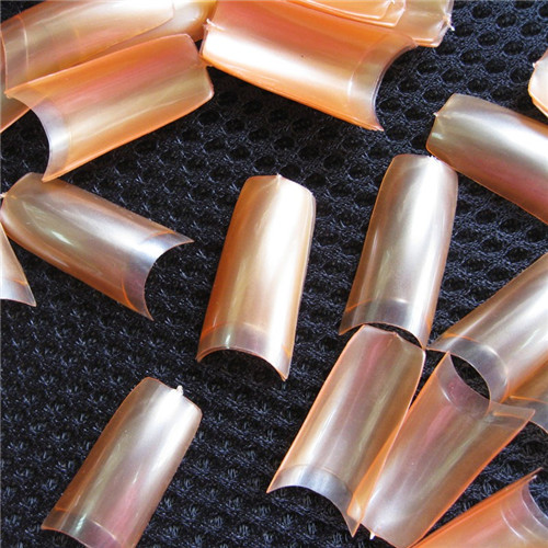 500 PCS French Style Nail Tips Pearl Pearly Color False Acrylic Nails UV Gel Nail Art Tips Tools: Pearl orange