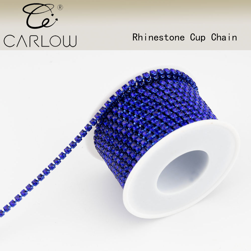 Carlow 10Yard/Rol Primaire Kleur Glas Kristallen Steentjes Ketting Naaien Op Close Cup Strass Kettingen Rol Voor Tas Decoratie