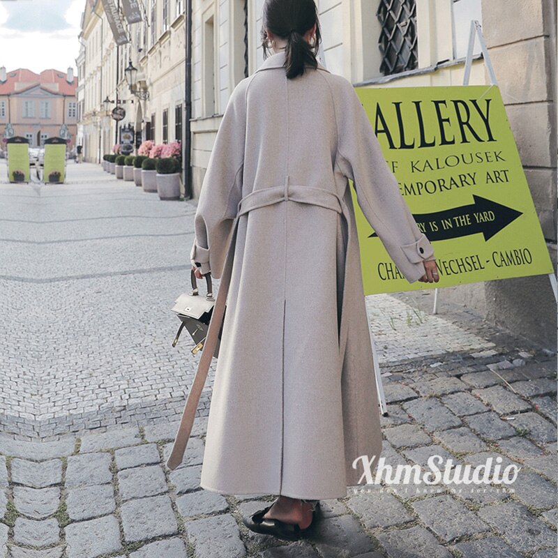 Oversized Jas - Polyester - Tailleband met Riem en V-Hals - Perfect voor Herfst en Winter