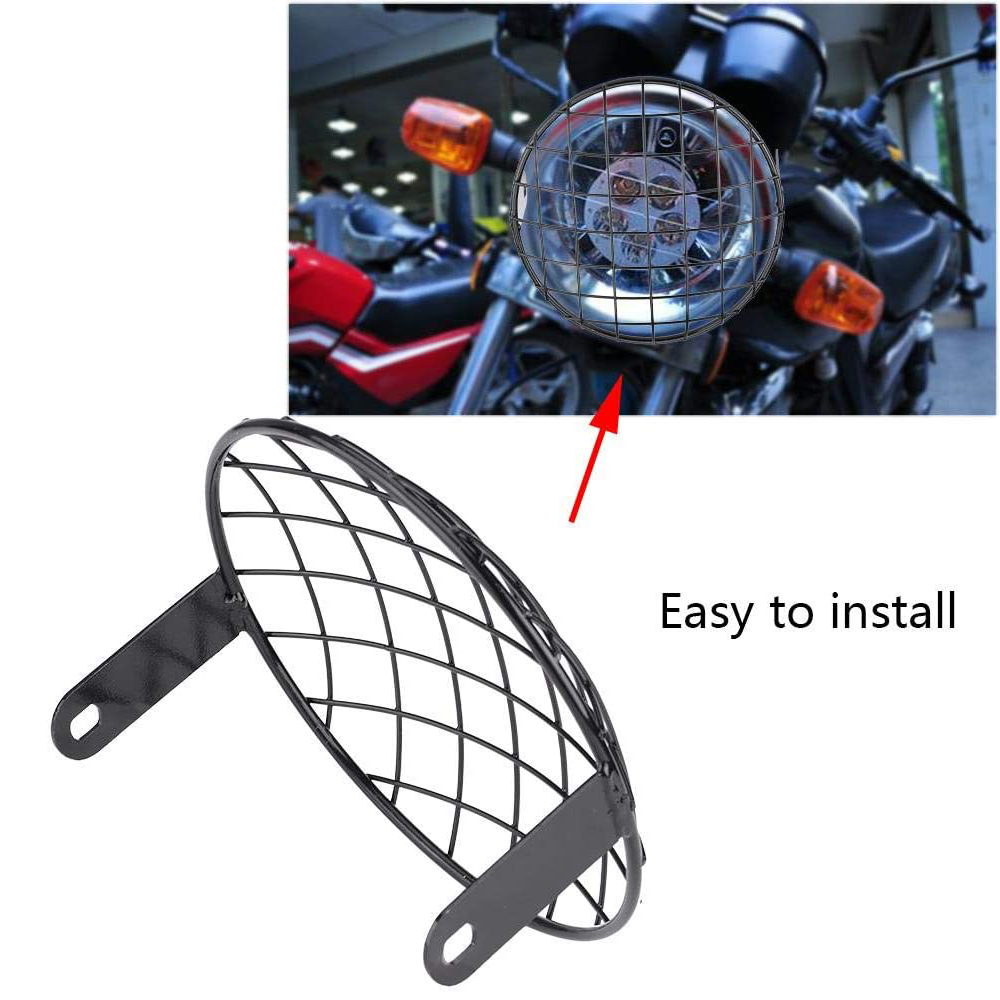 Universal Motorcycle Headlight Protector Guard 6.5inch Motorbike Light Lamp Metal Cover Mesh Grill Mask for Harley CG125 GN125