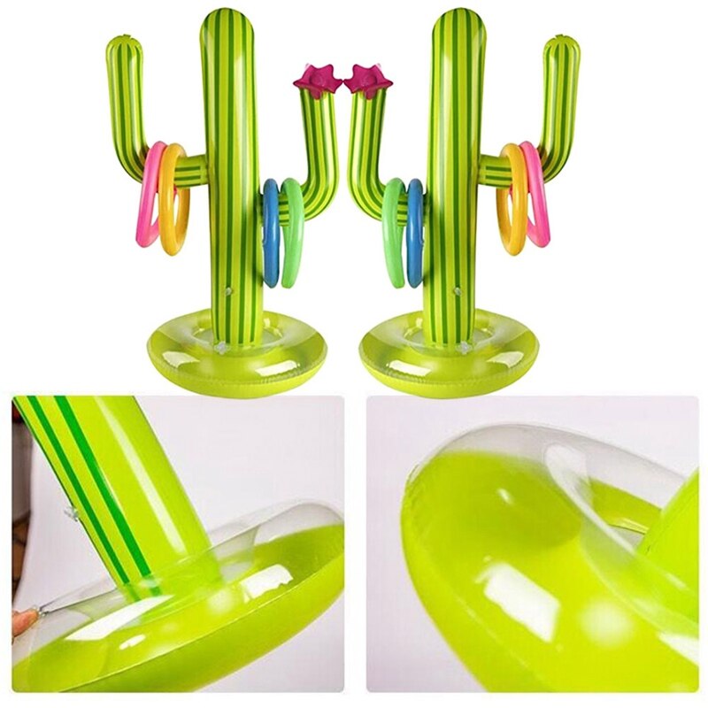 Cactus inflable de verano, juego de lanzamiento de anillo, juego de lanzamiento inflable, suministros de juguetes para fiestas, juegos de interior al aire libre para niños y adultos