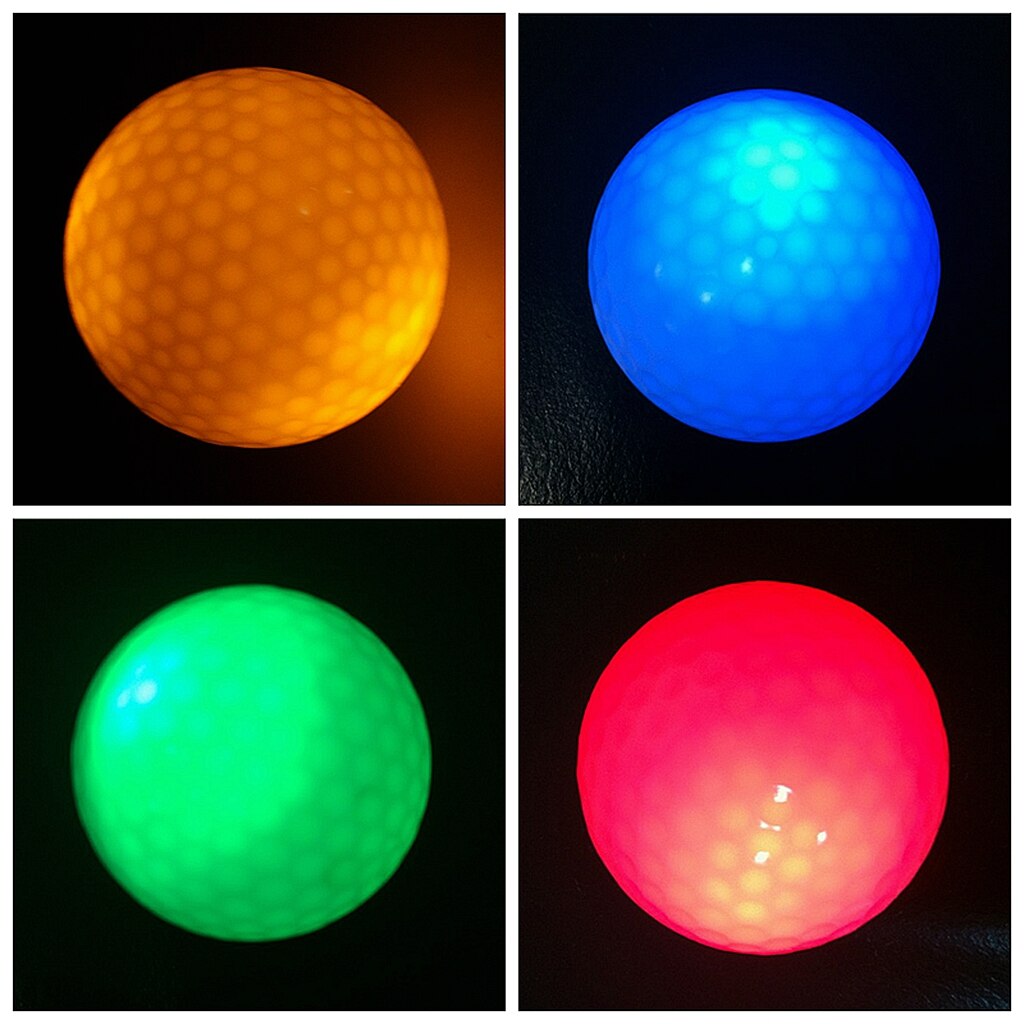 Night Golfing LED Light Up Golf Balls Official Size Double Layer, 4Pcs