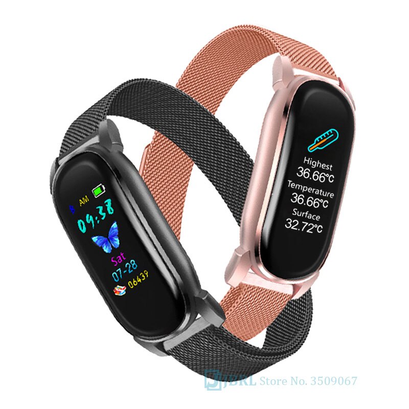 Temperatura Intelligente Banda Delle Donne Degli Uomini Braccialetto Intelligente Inseguitore di Fitness Per Android IOS Smartband Top di Lusso Intelligente Wristband della Fascia di Polso