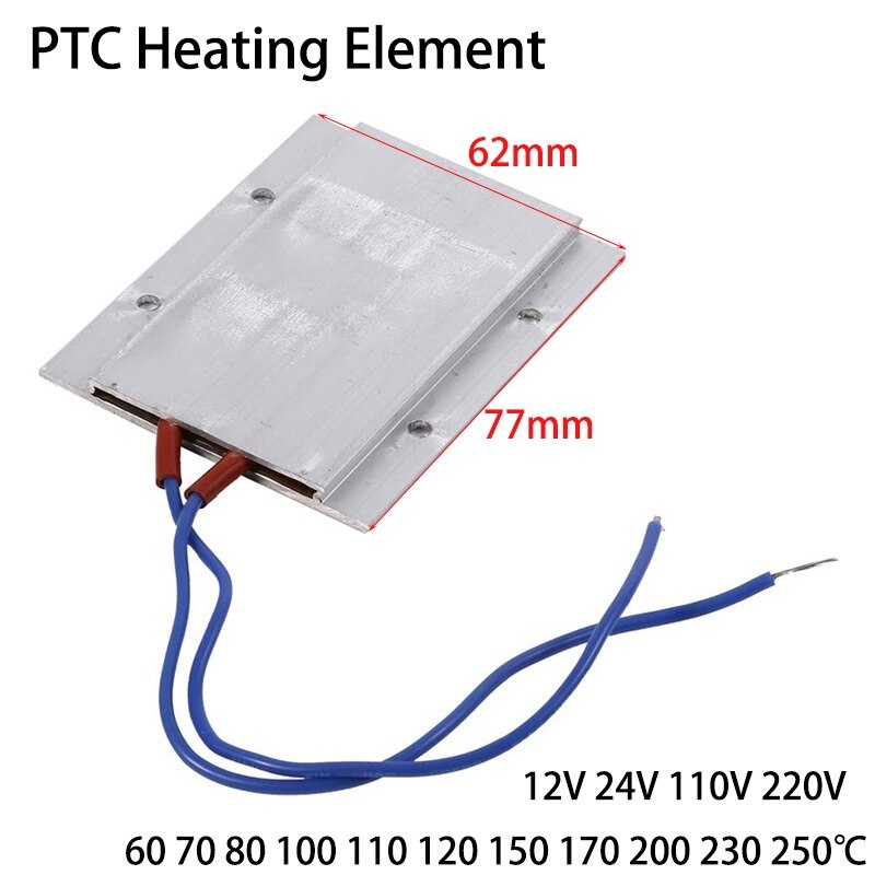 2PCS PTC Heating Element 12V 24V 110V 220V Constant Temperature Thermistor Air Heating Sensor Aluminum Hair Dryer Curlers Heater