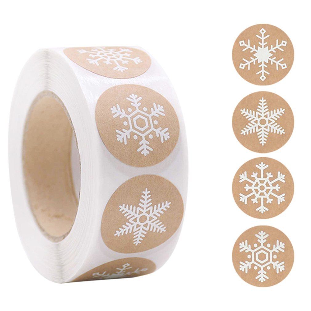 500 stuks zelfklevende labelstickers met schattige kerstpatronen, handig en draagbaar: Sneeuwvlok