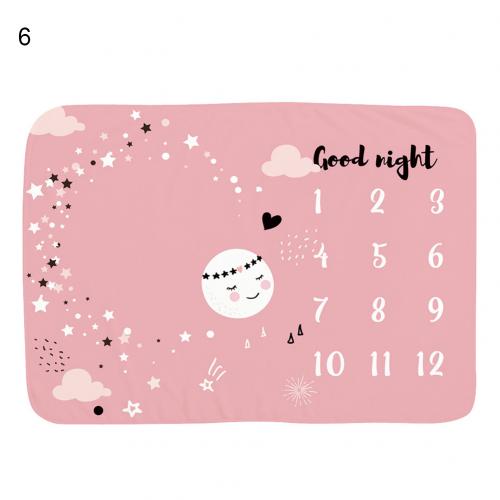 Maan bloemenprint flanel baby maandelijkse mijlpaal deken foto prop achtergrond ademende zachte fotografie accessoires: 6