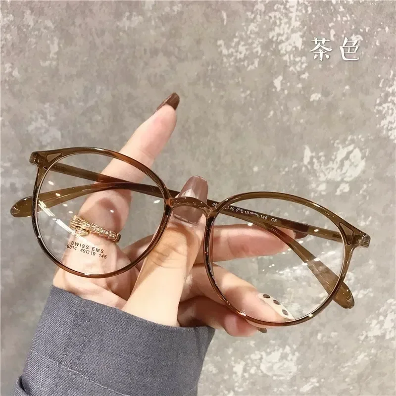 Gafas Retro con montura ovalada pequeña para miopía, anteojos con montura de gafas con grado redondo para mujer, gafas para miopía 0-1,0 1,5 2,0 a-2,5: Ámbar oscuro / + 50
