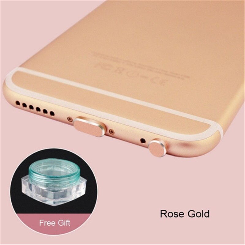 Enchufe de Metal para puerto de carga, enchufe antipolvo para iPhone XR XS MAX X, puerto para auriculares, enchufe antipolvo para iPhone 8 7 6 6S Plus, accesorios para teléfono: Rose