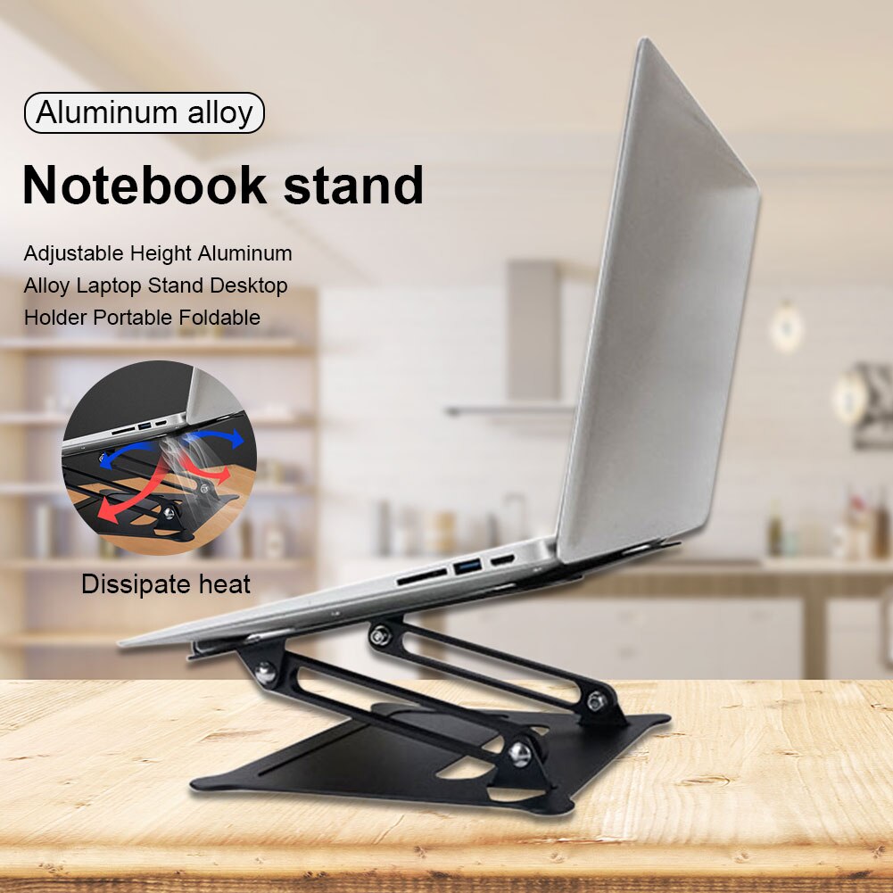 Office Aluminium Legering Computer Laptop Stand Ergonomisch Verstelbare Hoogte Draagbare Opvouwbare Desktop Houder Non Slip Lichtgewicht