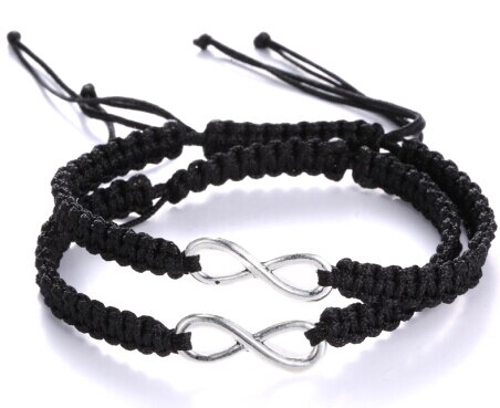 Mode Koppels Armband Liefhebbers Armband Voor Vriendin Vriendje Vrouwen Mannen Sieraden Handgemaakte Gevlochten Weven Touw Sieraden: Black