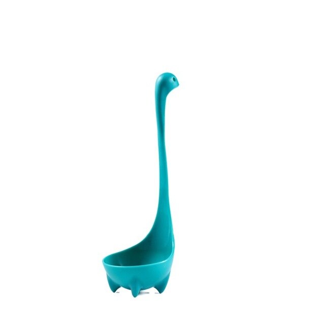 Colher de sopa de dinossauro com alça longa vertical, utensílios de cozinha, agitador para comida, utensílios de cozinha: Azul