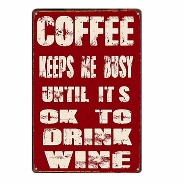 Holde roen drikke kaffe kafé butikk kjøkkeninnredning vintage blikkskilt shabby kunst hengende jernmalerier metallplaketter plateplakater: 17