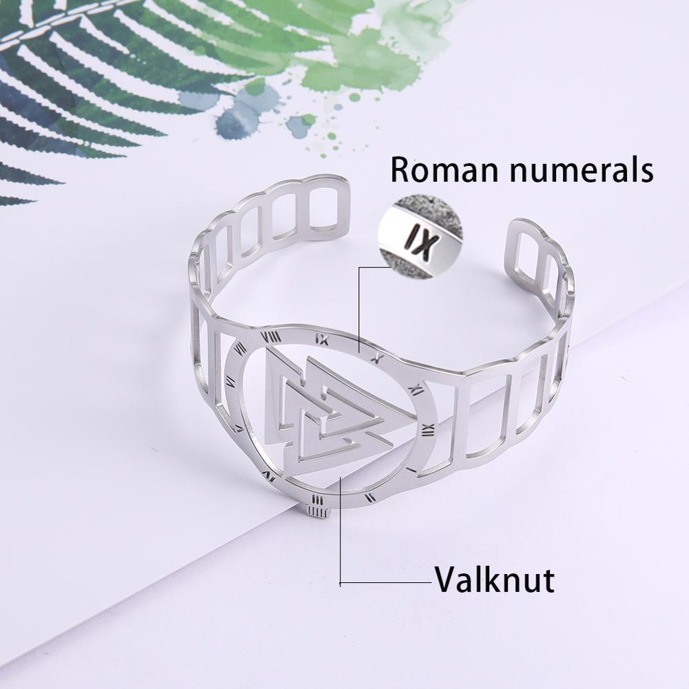 Skyrim Triskelion Valknut Wrist Watch Bracelet Viking Stainless Steel Gothic Nordic Runes Roman Numerals Adjustable Cuff Bangle: Valknut 2