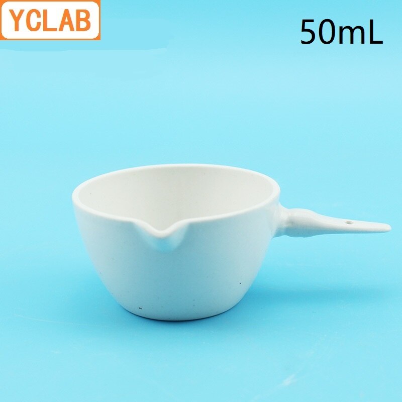 YCLAB-plato evaporador de cerámica con mango, vajilla de porcelana, equipo de química de laboratorio, 50mL