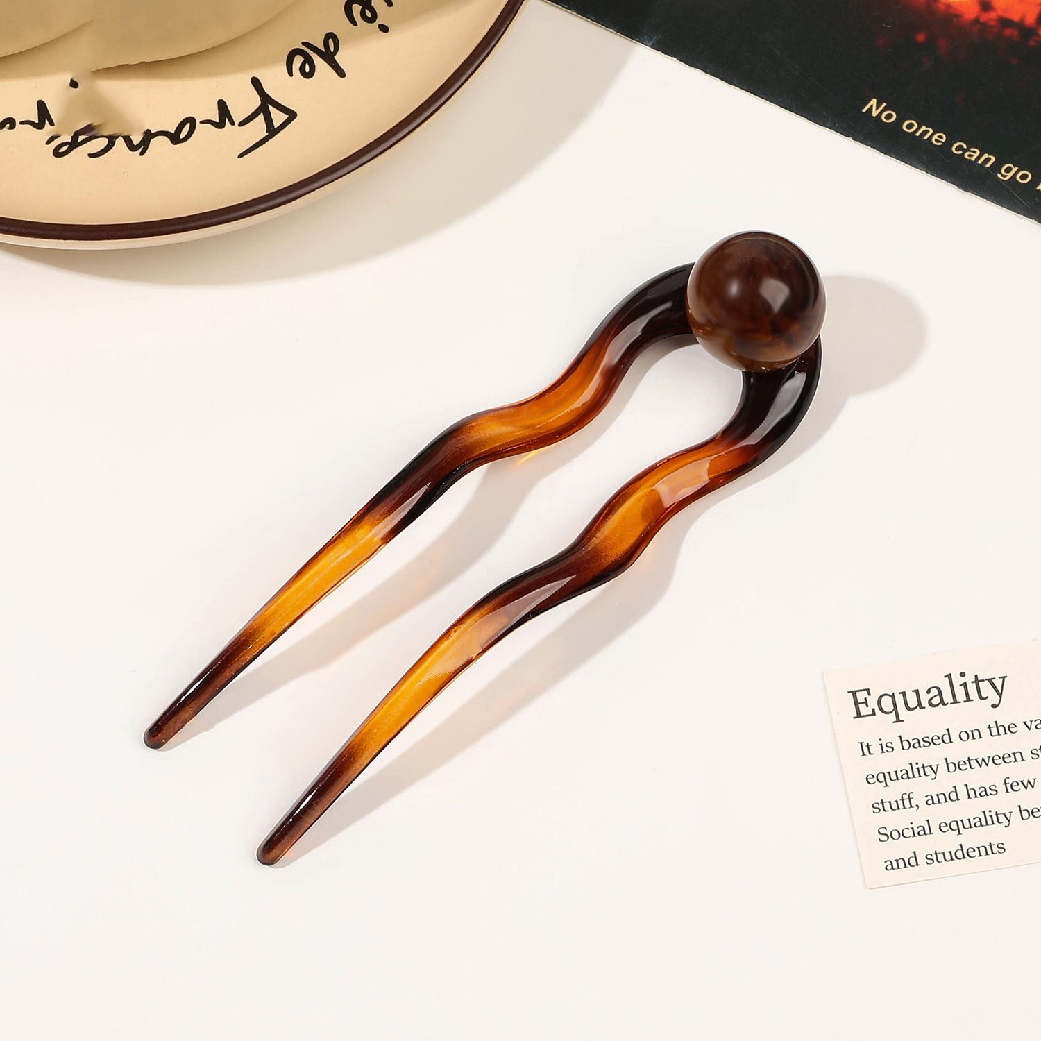 Palillos para el cabello con perlas en forma de U, horquilla femenina con cabeza de albóndiga, pinzas para el moño, horquilla china, accesorios para el cabello de estilo: Gris