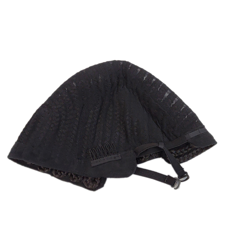 Peluca de trenzas africanas ajustable, 1 tapa de pc, para hacer peluca trenza sintética, correa ajustable, gorro sin pegamento de Color negro, ganchillo